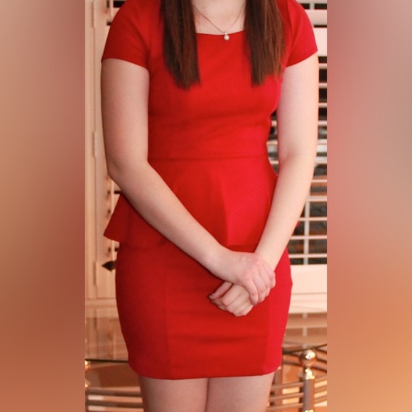 Red Peplum Dress - Picture 2 of 6